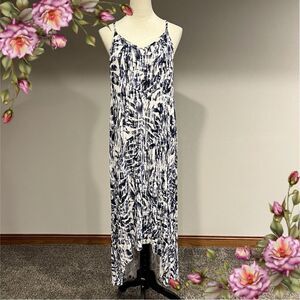 Hi-low sleeveless leaves print‎ maxi dress with straps
